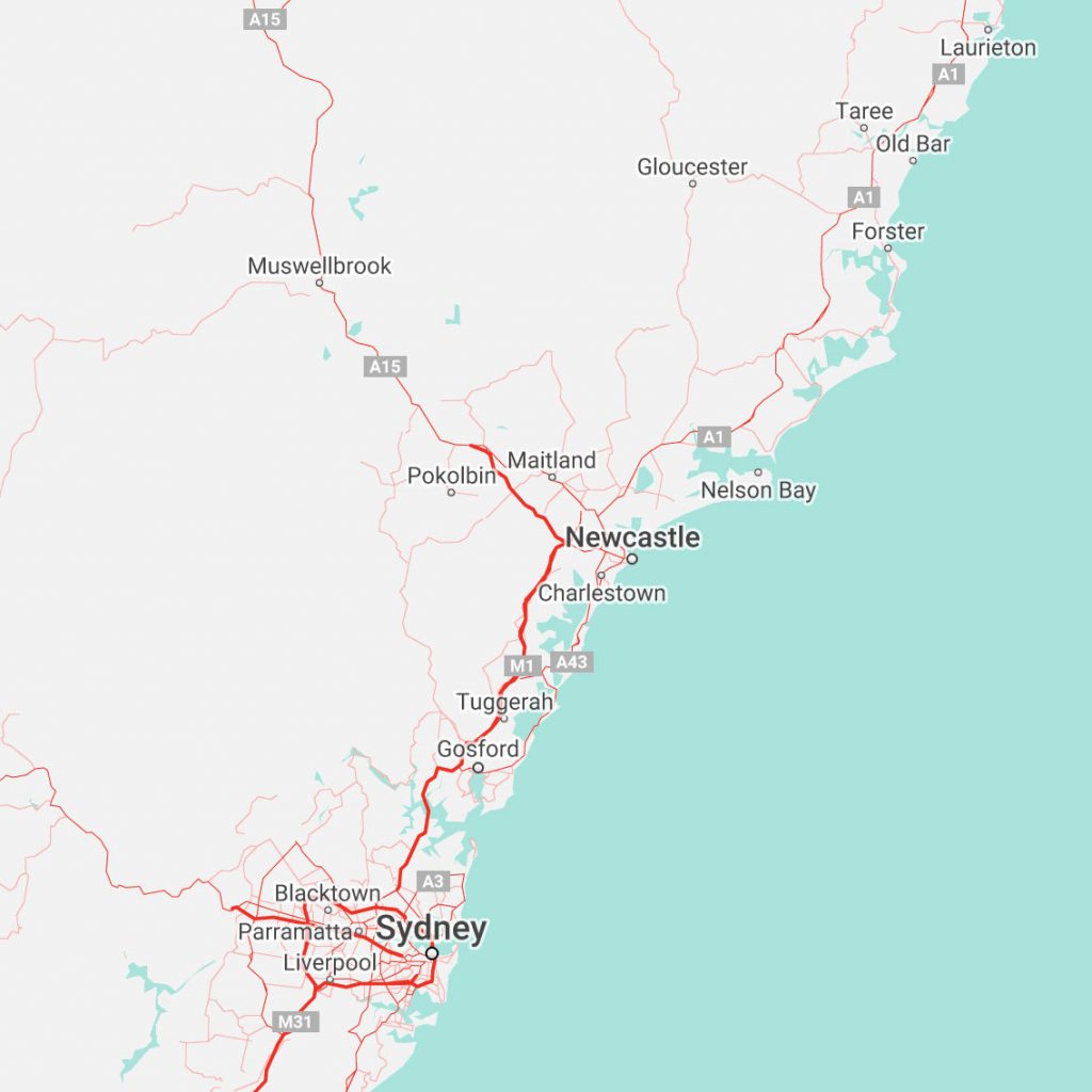 Map of the NSW hunter region