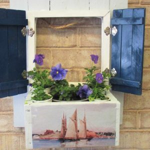 Sail boat dark blue shutters